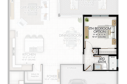 Optional 4th Bedroom in lieu of Den