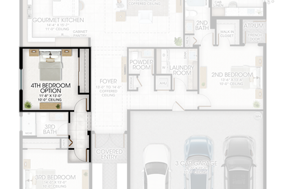 4th Bedroom in lieu of Den Alternate Bedroom 3