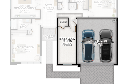 Hobby Room in lieu of 1 Car Garage