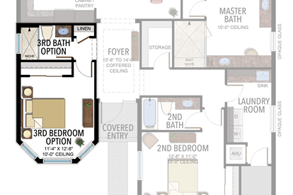 3rd Bedroom &t 3rd Bathroom in lieu of Den & Powder Room