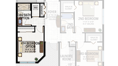 4th Bedroom & 3rd Bathroom in lieu of Den & Powder Room