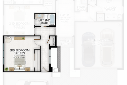 3rd Bedroom in lieu of Den & Alternate 2nd Bathroom 